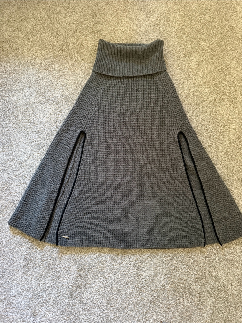 Ralph Lauren Gray Knit Poncho with Turtleneck